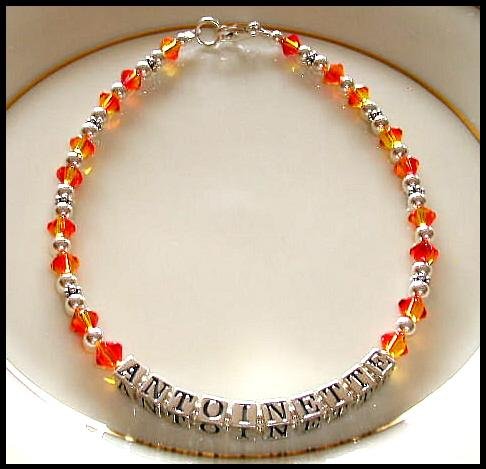 Personalized Name Anklet Swarovski Crystal Sterling Silver Ankle Bracelet