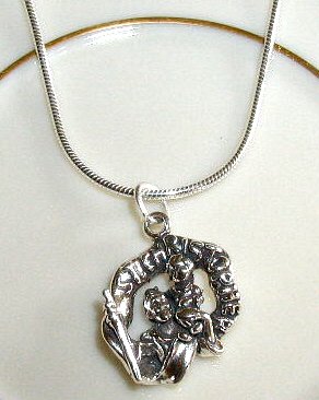 Solid Sterling Silver St. Saint Christopher Charm Necklace