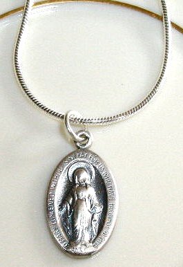 Solid Sterling Silver HOLY Virgin MARY Charm Necklace