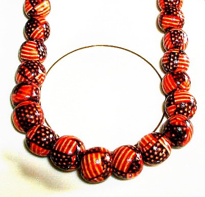 4th of July Hand Painted 12mm Wooden Bead Patriotic Flag Necklace
