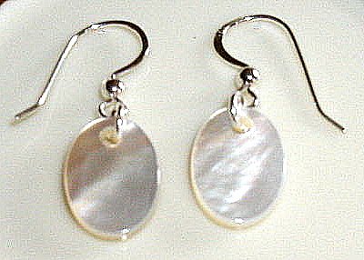 Sterling Silver Polished Oval SHELL Earrings