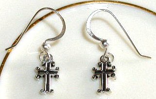 Boutique set of Sterling Sterling CROSS Drop Earrings w/ Sterling Silver French earwire