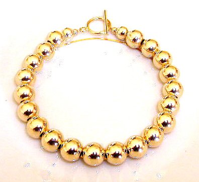 Elegant 8mm Gold Bead Bracelet ~ 14K Gold Filled