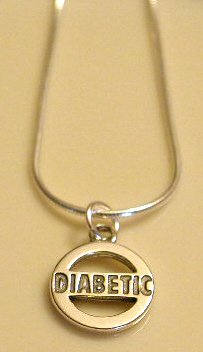 Solid Sterling Silver DIABETIC Awareness Charm Necklace