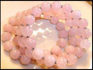 Rock Candy Pink Rose Quartz 4 Loop Bracelet 10mm