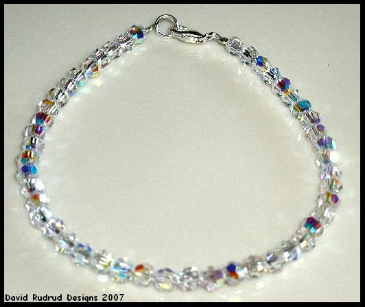 New SWAROVSKI CLEAR AB ROUND Crystal Bracelet Sterling Silver