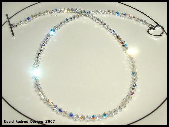 New SWAROVSKI 18 Inch CLEAR AB Crystal Necklace Sterling Silver