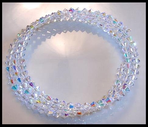 New SWAROVSKI CLEAR AB 3 Strand Crystal Wrap Bracelet Jewelry Gift