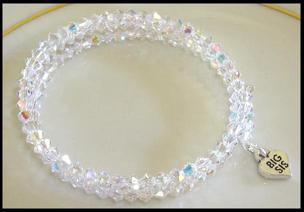 Sterling BIG SIS SWAROVSKI CLEAR AB 3 Strand Crystal Wrap Bracelet