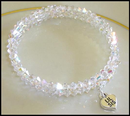 Sterling LIL SIS SWAROVSKI CLEAR AB 3 Strand Crystal Wrap Bracelet