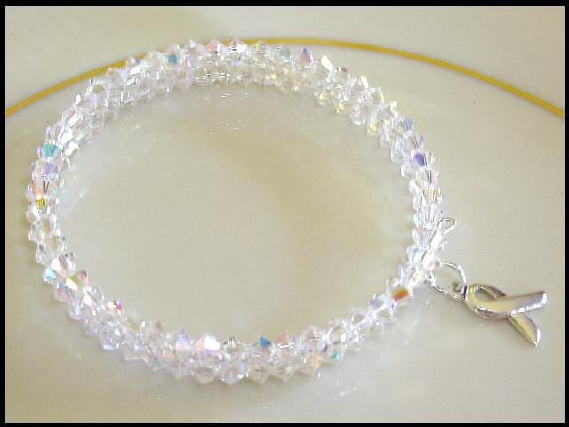 Sterling AWARENESS SWAROVSKI CLEAR AB 3 Strand Crystal Wrap Bracelet