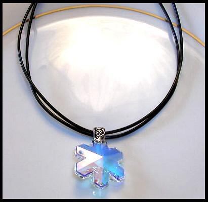 Dazzling Swarovski Crystal SNOWFLAKE Necklace 18 Inches Leather