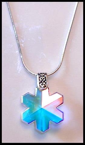 ONLY 1 Left! STERLING Swarovski Crystal AB Snowflake Necklace 18 Inches Sterling Silver