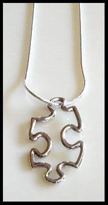 Autism Awareness Puzzle Necklace 18" 100% Sterling Silver