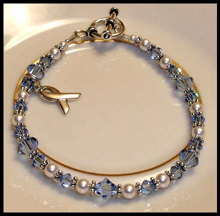 CUSTOM Cancer Awareness Bracelet with Swarovski Crystal & Sterling Silver