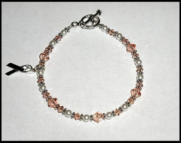 UTERINE Cancer Awareness Bracelet Swarovski Crystal Sterling Silver