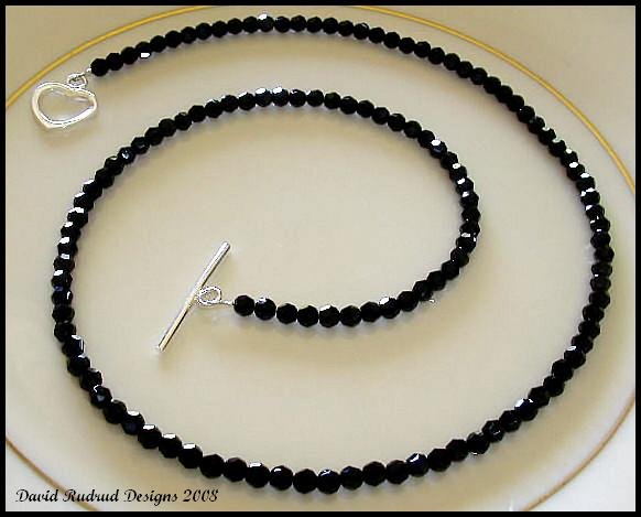 SWAROVSKI Round 20 Inch JET BLACK Crystal Necklace Sterling Silver