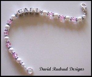 Baby Child Girls NAME BRACELET Swarovski Crystal Sterling Silver