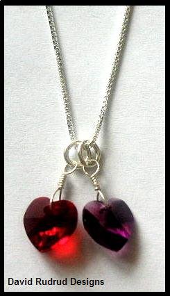 BIRTHSTONE 2 Heart Mom Mothers 18" Necklace Sterling Silver