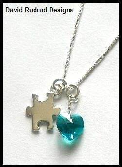 BIRTHSTONE with AUTISM Awareness Necklace Sterling Silver Swarovski