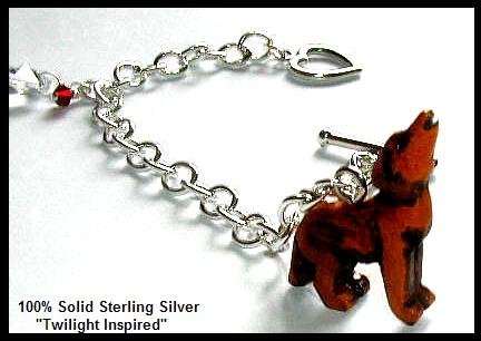 Bella's Twilight Charm Bracelet Wood Wolf Twilight Jewelry