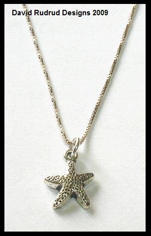 STARFISH Necklace Solid Italian Sterling Silver 16"