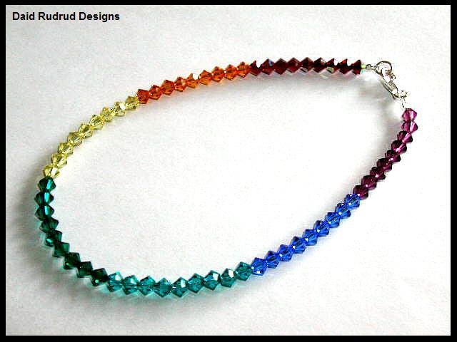 CHAKRA Anklet - Ankle Bracelet with Swarovski Crystal Sterling Silver