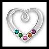 5 Bithstone Sterling Silver Baby Mothers Heart 18 In Necklace Gift