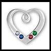 4 Bithstone Sterling Silver Baby Mothers Heart 18 In Necklace Gift