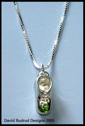 Birthstone Baby Booty 18 In. Sterling Mothers Necklace