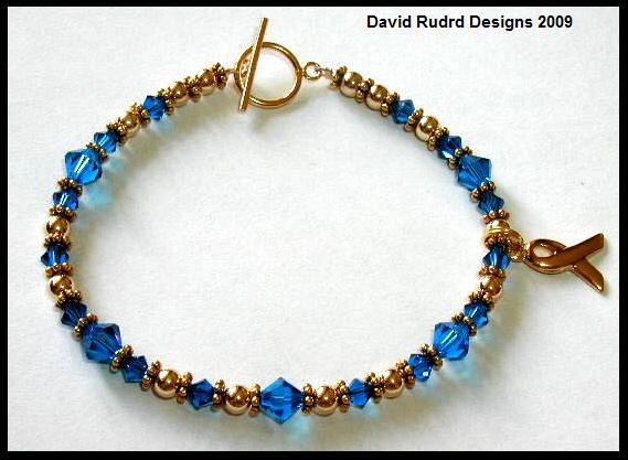 GOLD Swarovki Crystal Cancer Awareness Bracelet