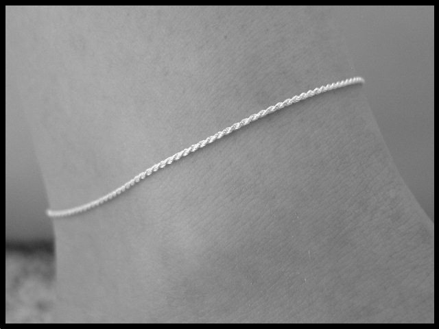 Sterling Anklet 9" Silver Ankle Bracelet - Rope Chain Styling
