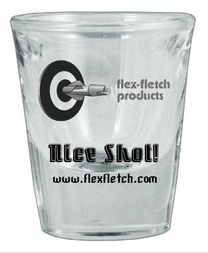 Set of 4 Shot Glasses, Nice Shot! Flex-Fletch logo shot glass