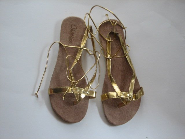 Women's Gold Wrap Up Sandals Size 9-10 (Large)