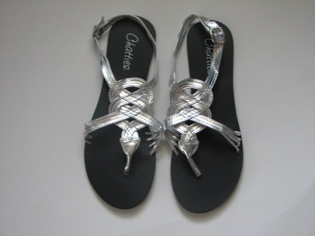 Women's Silver Gladiator Sandals Size 9/10 (Large)