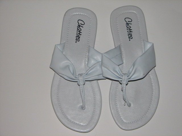 Women's White T-Strap Sandals Large (9-10)