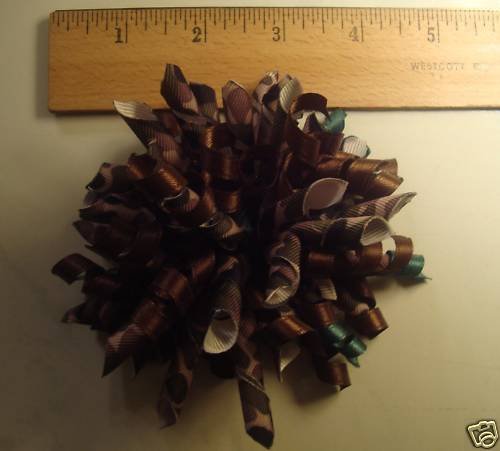 NWT LARGE CAMO GREEN BROWN GIRLS HAIR BOWS CLIPPIES WOW