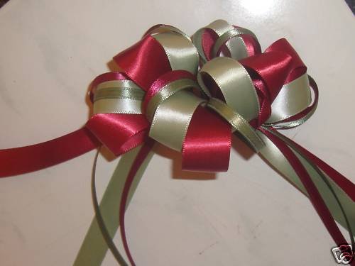 NEW LG MAUVE SAGE GREEN LOOPY GIRLS HAIR BOW RIBBONS