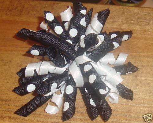 New Girls Korker BLACK WHITE HAIR BOW CLIP