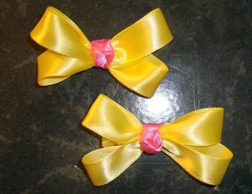 2 BABY BOUTIQUE SPRING YELLOW & PINK GIRLS HAIR BOWS