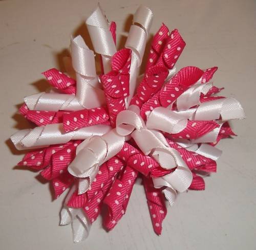 New Set of 2 Girls Korker BRIGHT PINK DOTTED Hair Bows