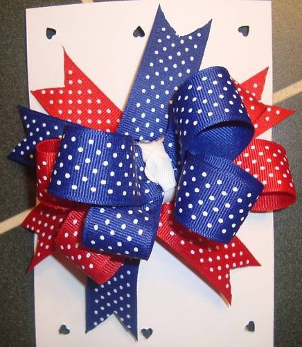 NEW LARGE BOUTIQUE RED WHITE BLUE GIRLS HAIR BOW RIBBON