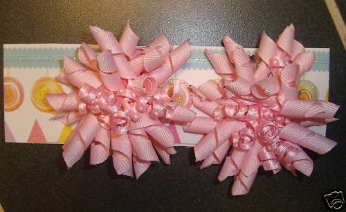 NEW SET OF 2 INFANT GIRLS BABY PINK KORKER HAIR BOWS