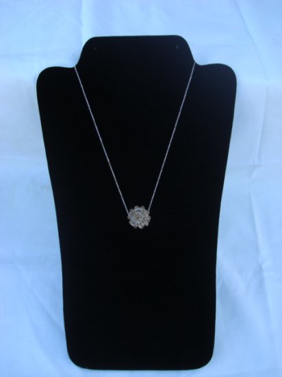 Gold Swarovski Crystal Necklace on 18" Sterling Silver Chain