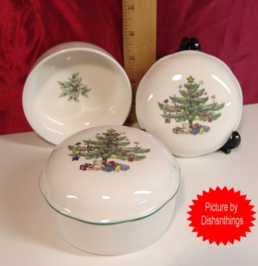 NIKKO Christmastime TWO Lidded Trinket Boxes MINT !