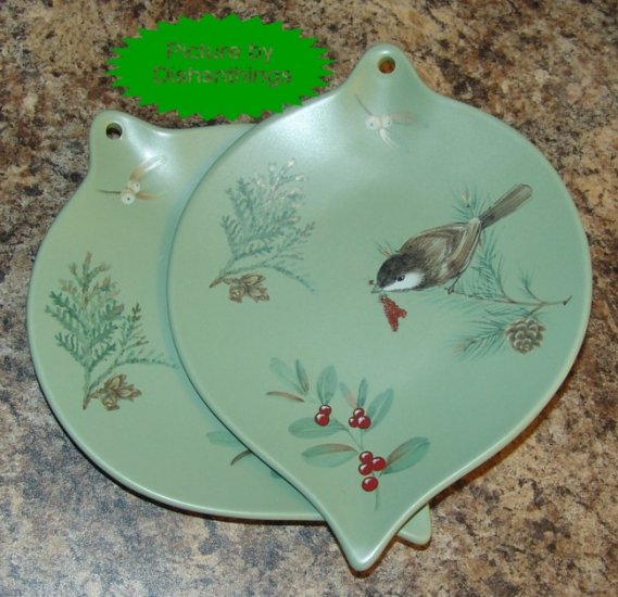 Pfaltzgraff WINTERWOOD 2 Ornament Shape Candy Plate NOS