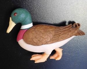 Collectible Clay Critters Mallard Duck Refrigerator Magnet Swarovski Crystal Eye