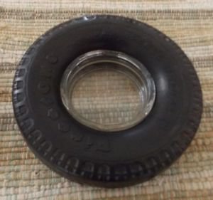 Vintage Firestone Transteel Radial Tire Ashtray - With Glass Insert Tray