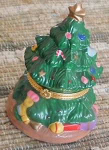 Ceramic Christmas Tree Trinket Jewelry Box