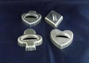 4 VTG Aluminum Cookie Cutters- Playing card symbols- Heart, Diamond, Spade, Club